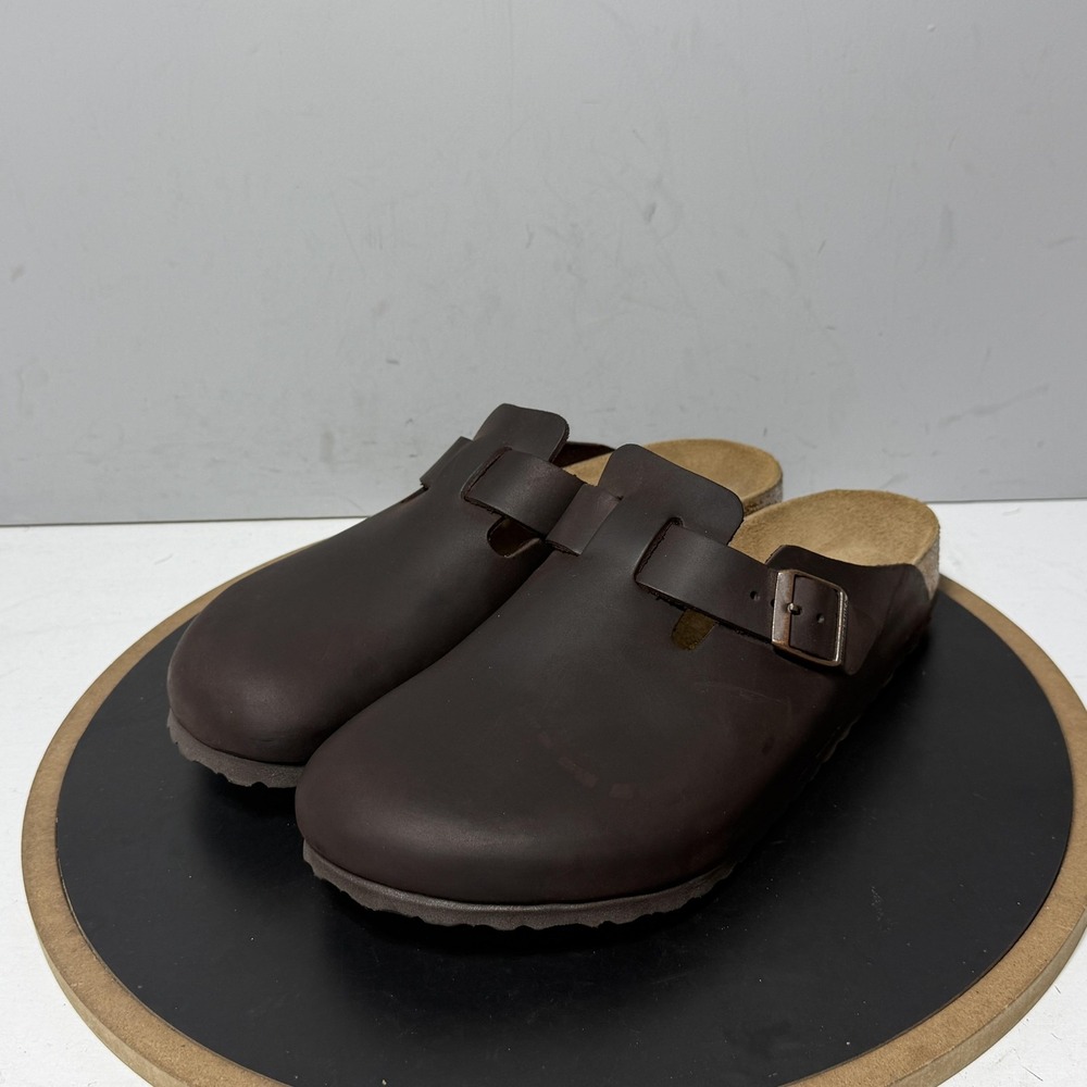 Birkenstock Boston Sandals Shoes Mens Size 11 Brown Leather Clogs Made Germany - Picture 4 of 12